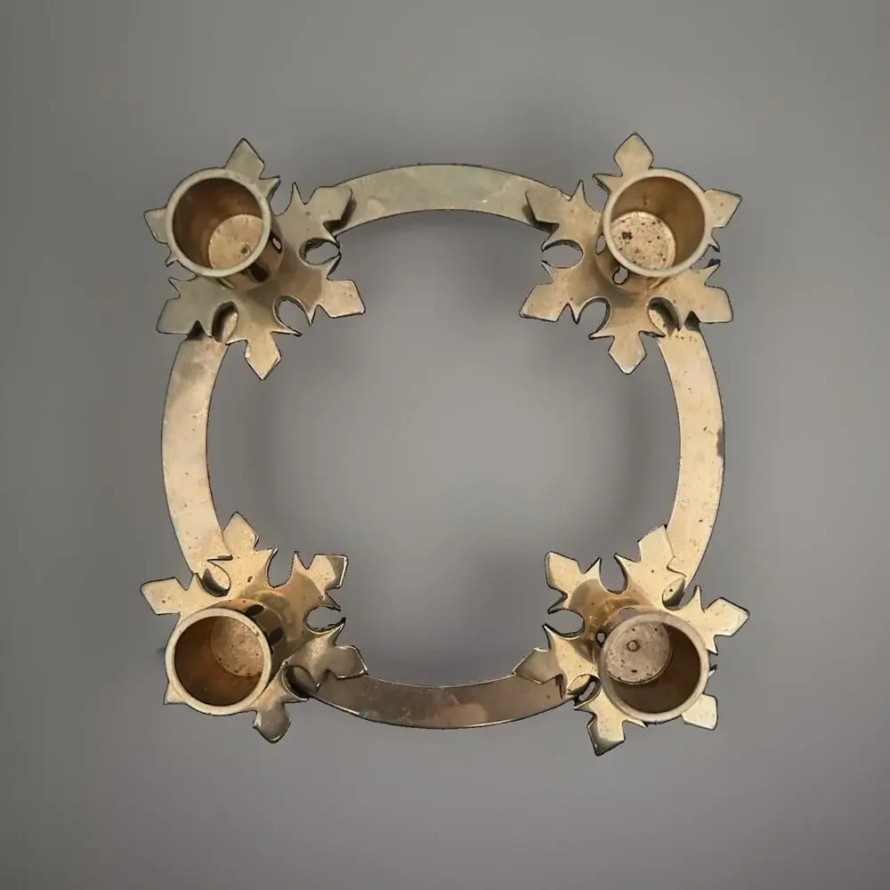 Vintage Biedermann & Sons Brass Snowflake Advent Candle Ring Heavy Candle Holder